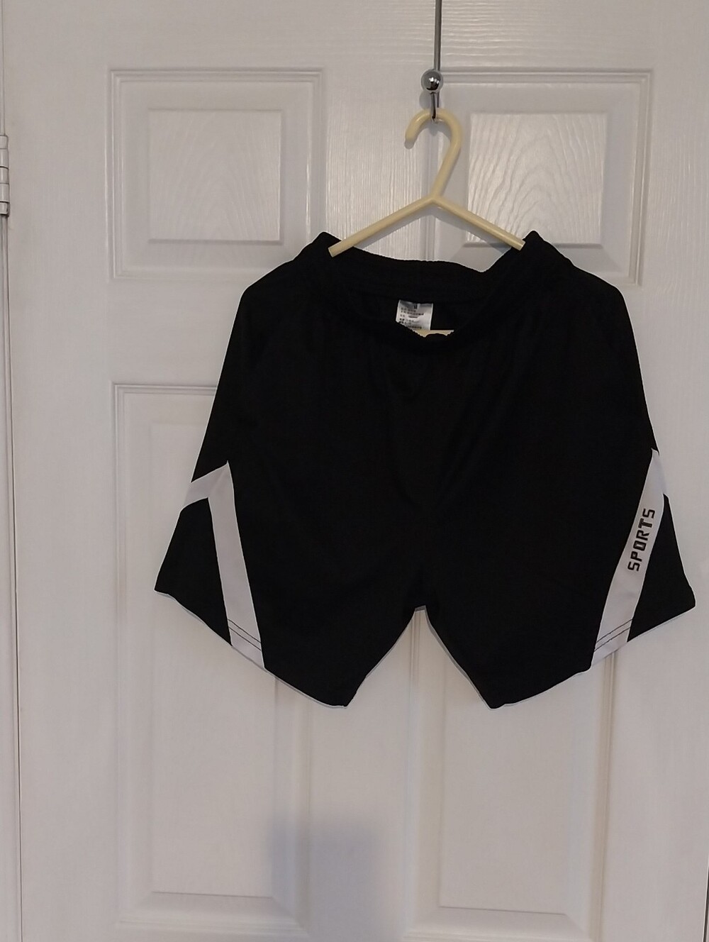 Black Athletic Sports Shorts with White Accents